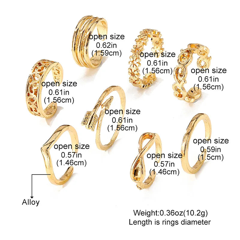 8 pcs Bagues de Pied Bohème