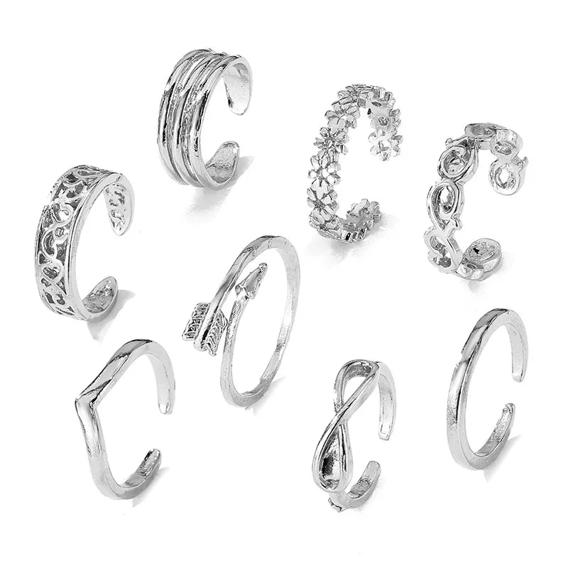 8 pcs Bagues de Pied Bohème